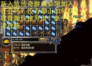 新入坑传奇游戏必须加入行会吗？没有靠山如何获取资源快速升级？新手必读攻略