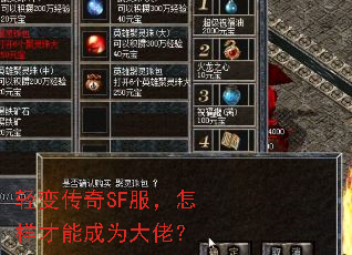 轻变传奇SF服,怎样才能成为大佬? 轻变传奇SF服,怎样才能成为大佬?